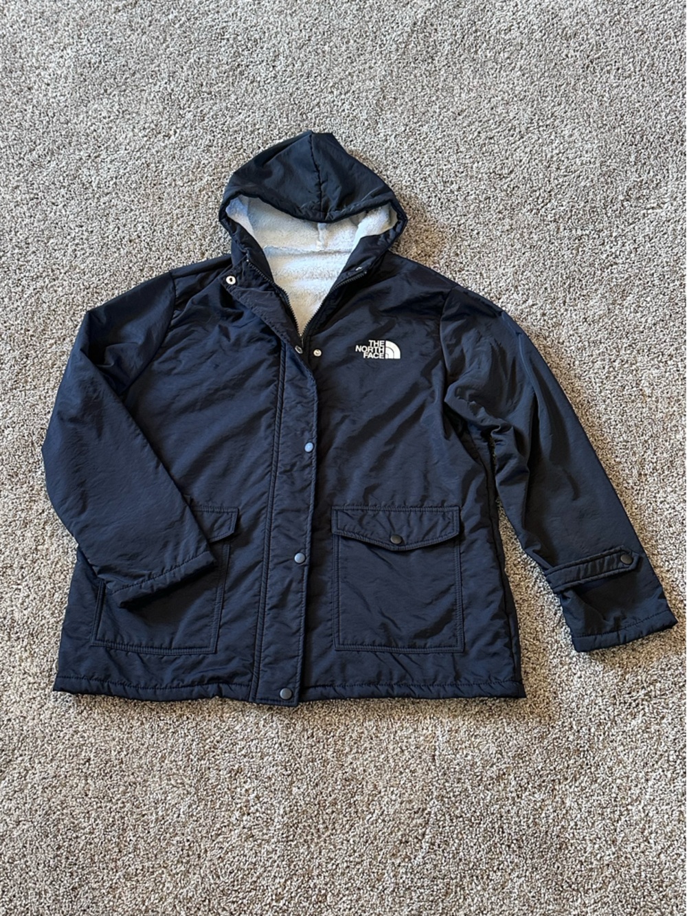 The North Face Women's Black Hooded Fleece Lined Coat Size Large